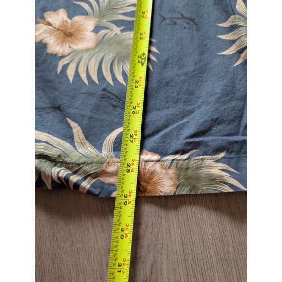 Vintage Weekender Hawaiian Shirt Blue Beige Hibiscus Palm Casual Button-Up XXL - Picture 8 of 9